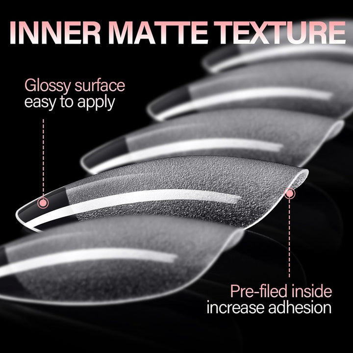 Short Almond Nail Tips Pre-Shaped Acrylic Nail Tips Half Matte Full Cover Nails Tips Clear Gelly Press on Flase Tip Nail for Extension Nail Manicure Home DIY 240PCS 15Sizes