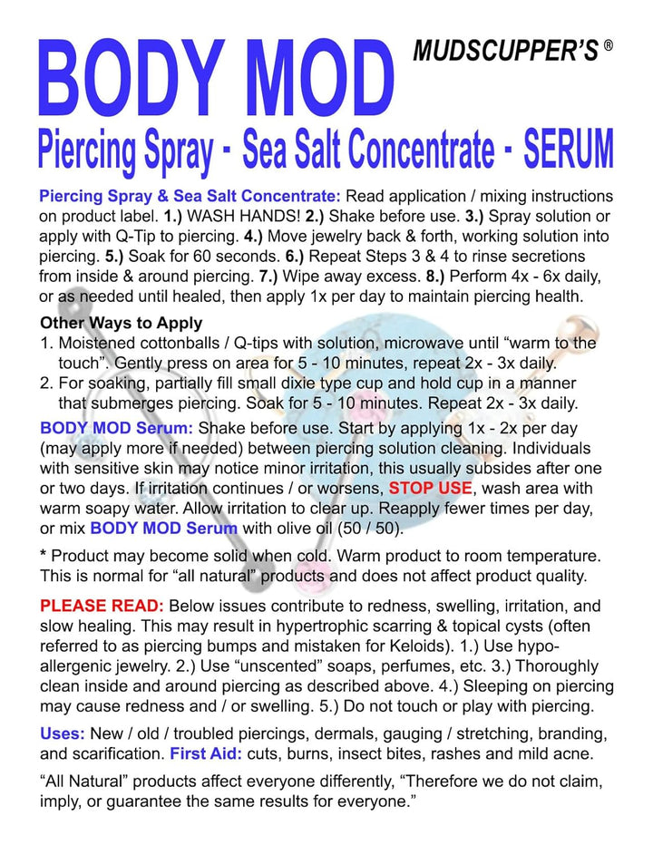 BODY MOD - Piercing First Aid Spray Maximum Strength 4 Oz.