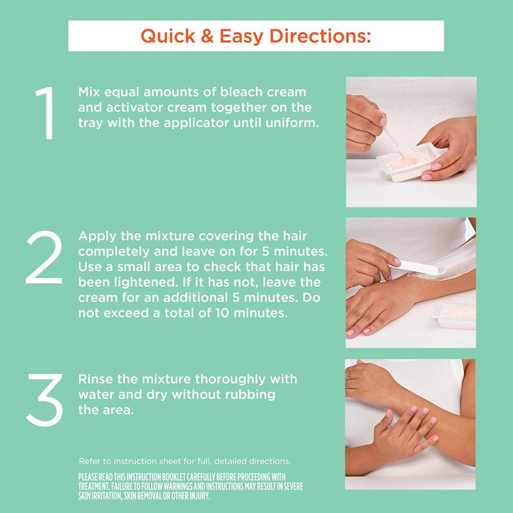 Bleach Cream for Facial Hair & Body Hair, Vegan Formula, Enriched with Glycerin, All Skin Types