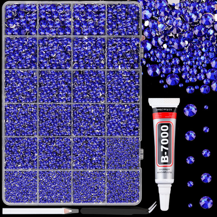 30000Pcs Resin Jelly Rhinestones for Bedazzling, Multicolor 3Mm Flatback Gems for Diamond Art, Bedazzler Kit with 3Pcs 10Ml B7000 Jewelry Glue for Nail Art Crafting Book Makeup