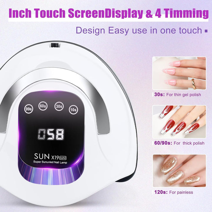 320W UV LED Nail Lamp, Nail Dryer for Gel Polish with 72Pcs Lamp Beads and Automatic Sensor/4 Timer Setting Professional Nail Art Tools