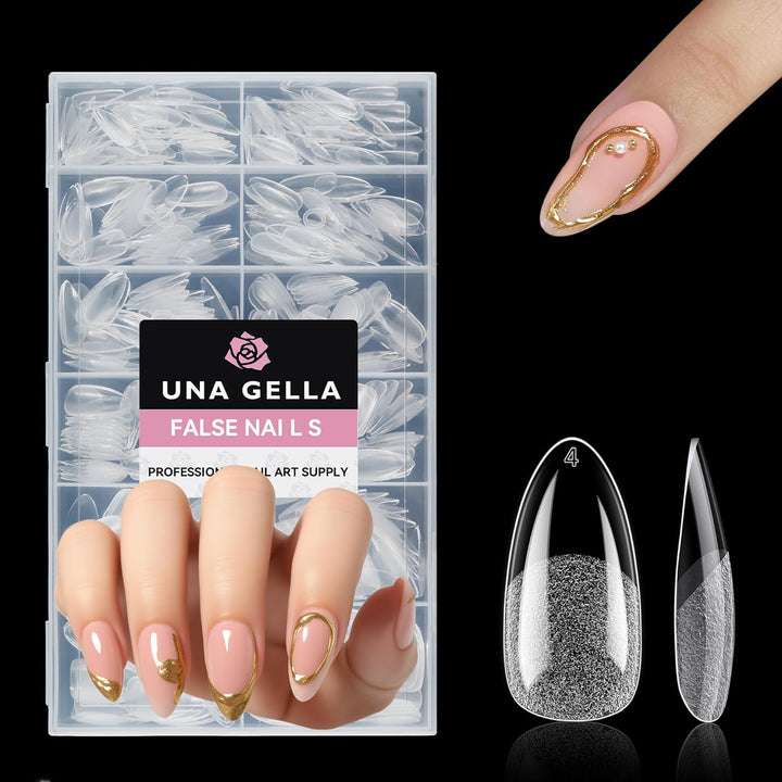 Short Almond Nail Tips, 312Pcs Short Almond Gel Nail Tips Shape Pre Etched Press on Nails Clear Acrylic Fake Nails No C Curve for Full Cover Nails Extension Home Art DIY Salon 12 Sizes