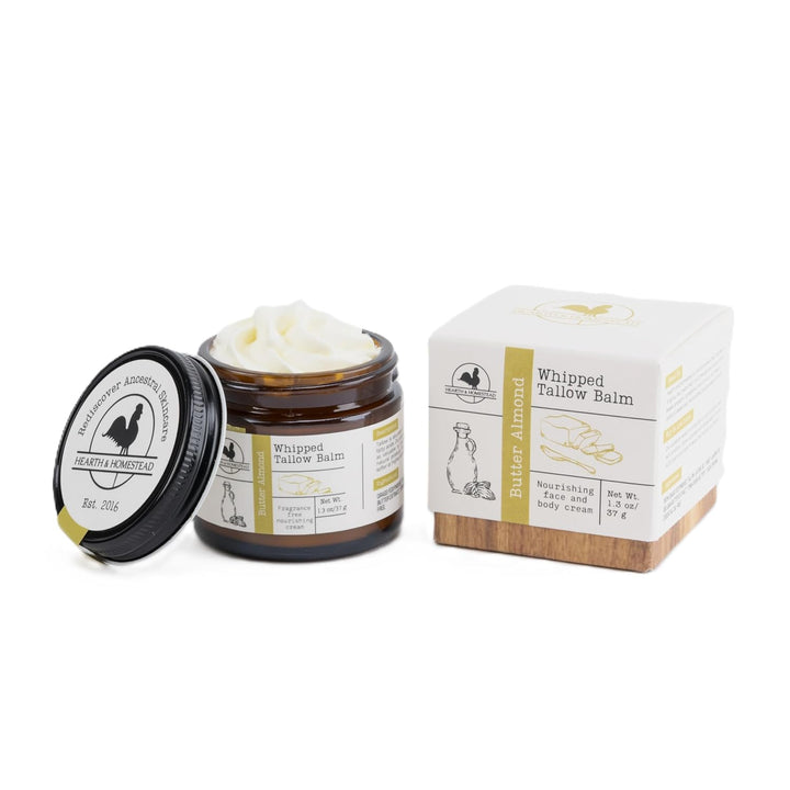 : Handmade Whipped Tallow Balm (Unscented/Herb-Infused) - Organic Body Butter with Infused Olive Oil, for Eczema, Rosacea, Baby - 1.3 Oz