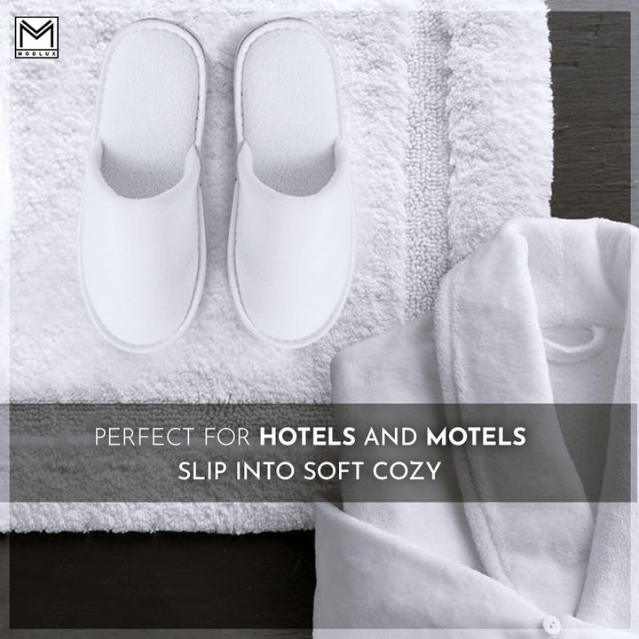 Spa Slippers 6-12 Pairs, Unisex Disposable Slippers Closed Toe Washable, Reusable, Bridal, Indoor, House, Bathroom, Bedroom, Hotel, for Guest