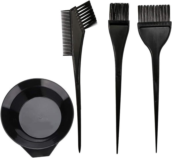 Hair Dye Color Brush and Bowl Set, Color Bowl Brushes Tool Mixing Bowl Kit Tint Comb for Hair Tint Dying Coloring Applicator (Black)