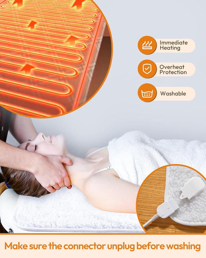 Massage Table Heating Pads Heated Massage Table Warmer 9 Heat Settings Professional SPA Bed Warmer (71" X 30"), Digital Heat Control Pad Electric Heating Pad, W/Overheat Protection White