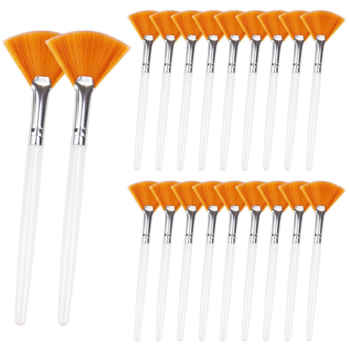 20 Pieces Fan Brushes Facial Applicator Brush Soft Makeup Mask Acid Applicator Brush Esthetician Cosmetic Brush for Mud Cream, Makeup Peel (White and Yellow)
