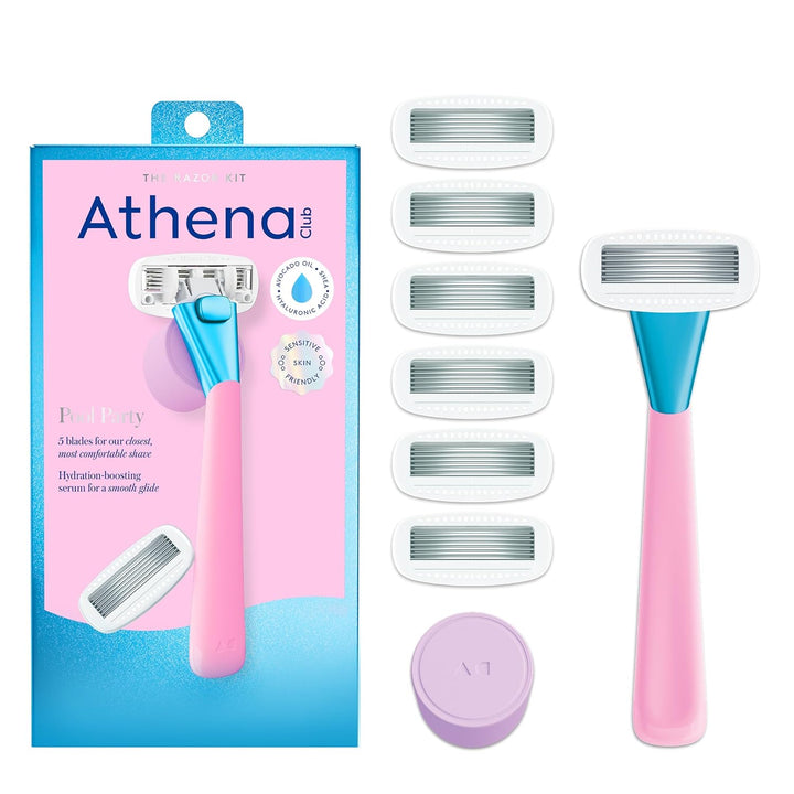 Women'S Razor Shave Kit, 1 Rose Razor Handle + 6 Blade Refills + Super Pink Glossy Shave Oil
