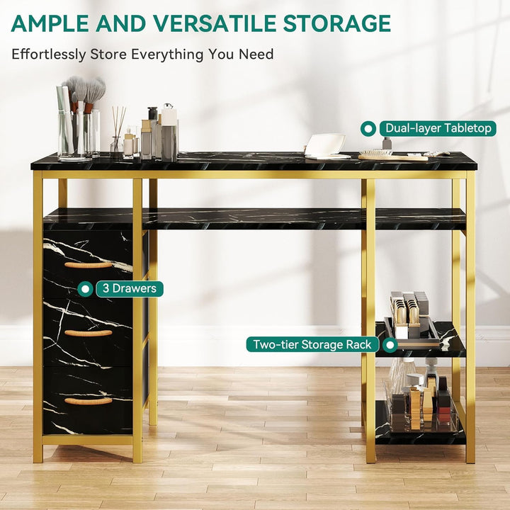 Manicure Table with 3 Drawers, 47.2In Nail Desk with Storage for Salons & Home Spas, Durable & Functional Design