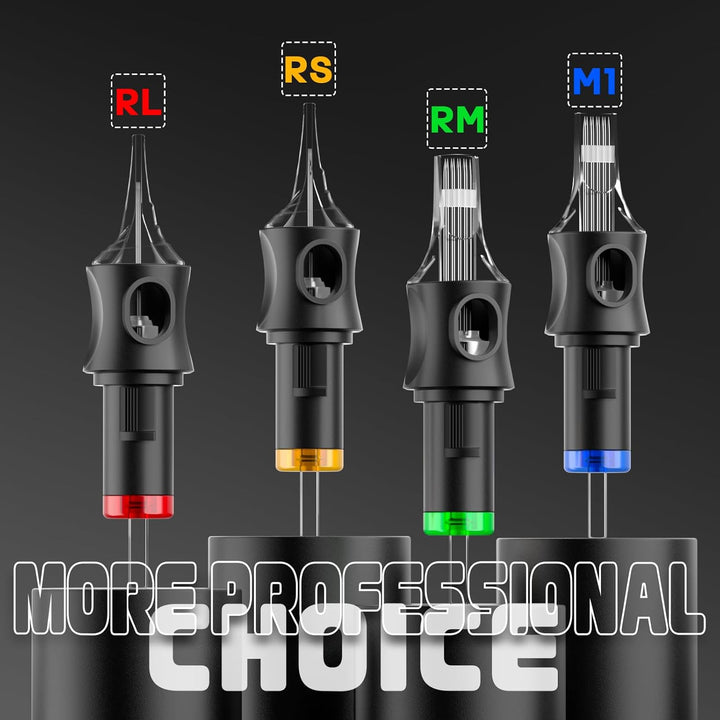 POSEIDON 50PCS Tattoo Cartridge Needles Assorted Mixed Size #12 round Liner Shader Magnum - 5RL 7RL 9RL 5RS 7RS 9RS 7M1 15M1 7RM 15RM with Membrane Professional Disposable Tattoo Needles