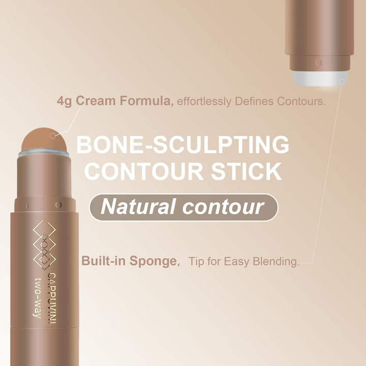 Cool Toned Cream Contour Stick for Fair Light Pale Skin,Grey Nose Contour Makeup Built-In Sponge, Smooth Long Lasting Bronzer Gray, Blendable Lightweight Contouring Stick #01 Cool Ash Brown