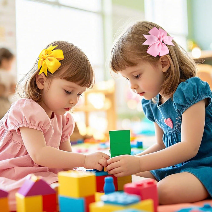 40Piece 3 Inch Boutique Grosgrain Ribbon Pinwheel Hair Bows Alligator Clips for Girls Babies Toddlers Accessories Teens in Pairs