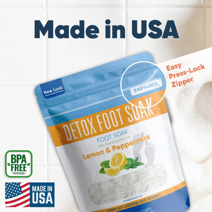 Detox Foot Soak (2 Lbs) Epsom Salt Foot Soak with Lemon & Peppermint Essential Oils
