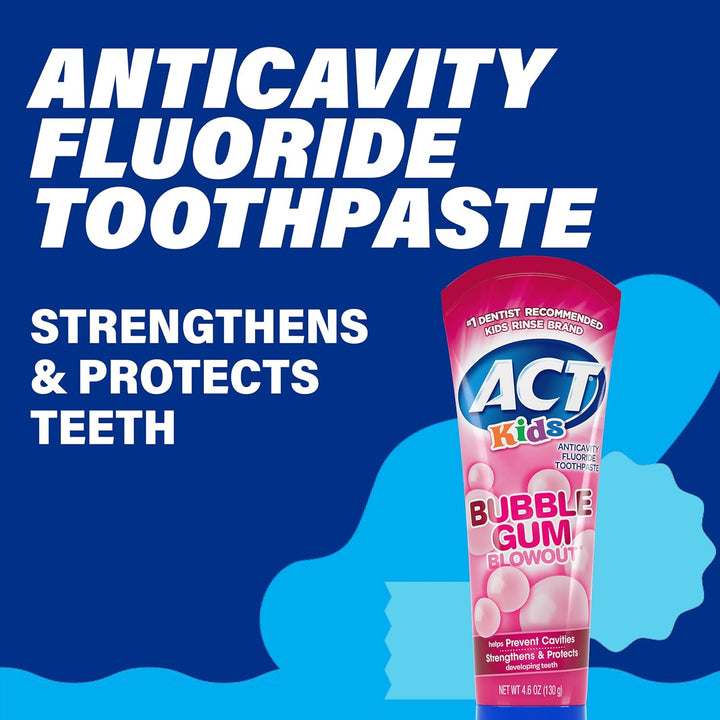 Kids Anticavity Fluoride Toothpaste 4.6 Oz. Bubble Gum Blowout