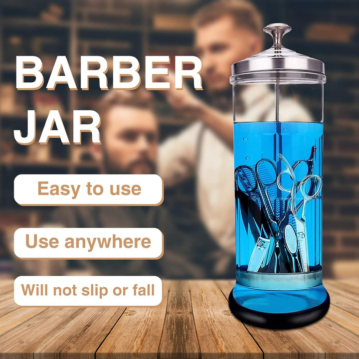 Disinfectant Sterilizer Jar - Durable Glass for Nail Tools and Barbershop Hair Stylist Tools (50 Oz /1500Ml)