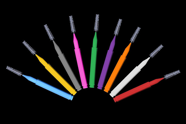 100 Pcs Braces Brush Disposable Interdental Brush Toothpick Dental Flossing Head Oral Dental Hygiene Flosser Tooth Cleaning Tools (Mixed Color)