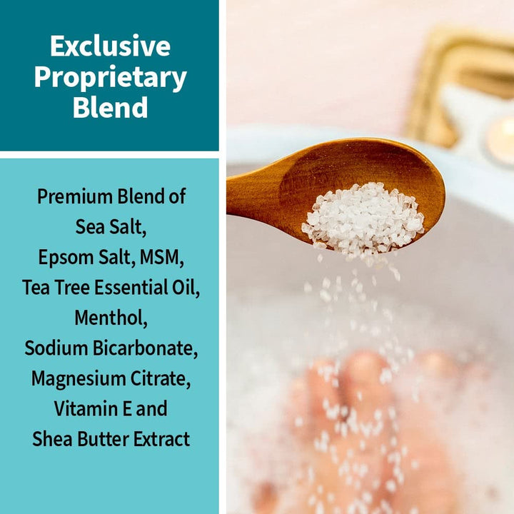 Tea Tree Oil & Menthol Foot Soak with Sea & Epsom Salt for Toenail Athletes Foot, Stubborn Foot Odor Scent, Softens Calluses & Soothes Sore Tired Feet -Pack of 3 16Oz.