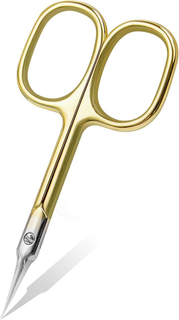 Cuticle Scissors Extra Fine Curved Blade, Super Slim Manicure Scissors for Cuticles Professional Small Scissors with Precise Pointed Tip Grooming Blades, Eyebrow, Eyelash, and Dry Skin - Silvery