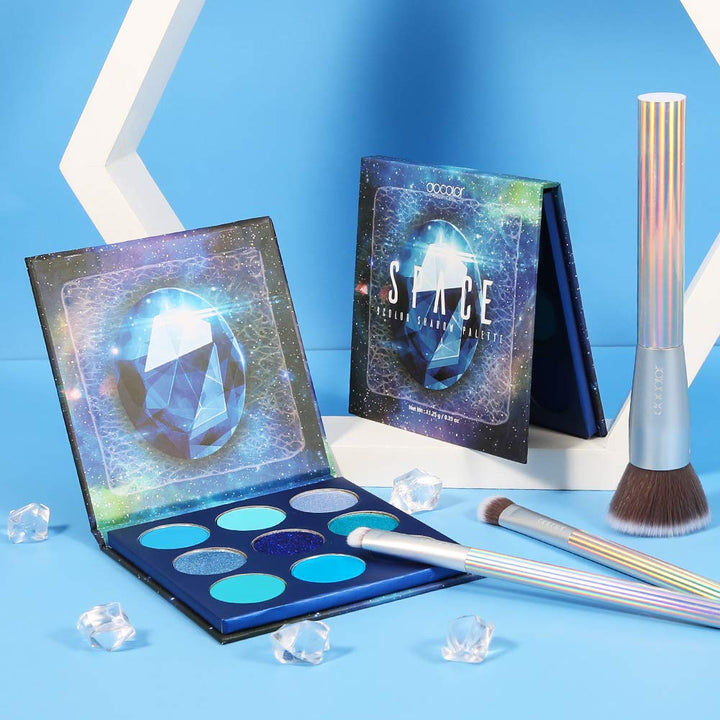 Eyeshadow Palette 9 Colors Blue Eyeshadow Gemstone Shadow Palette Highly Pigmented Mattes Shimmers Smokey Glitter Cream Colorful Powder Blendable Long Lasting Waterproof Makeup Palette