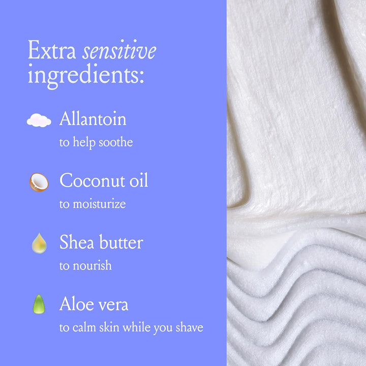 Whipped Shave Cream - Ultra Gentle Protection - Fragrance-Free & Dermatologist-Approved - Designed for Sensitive Skin - 6.5 Fl Oz