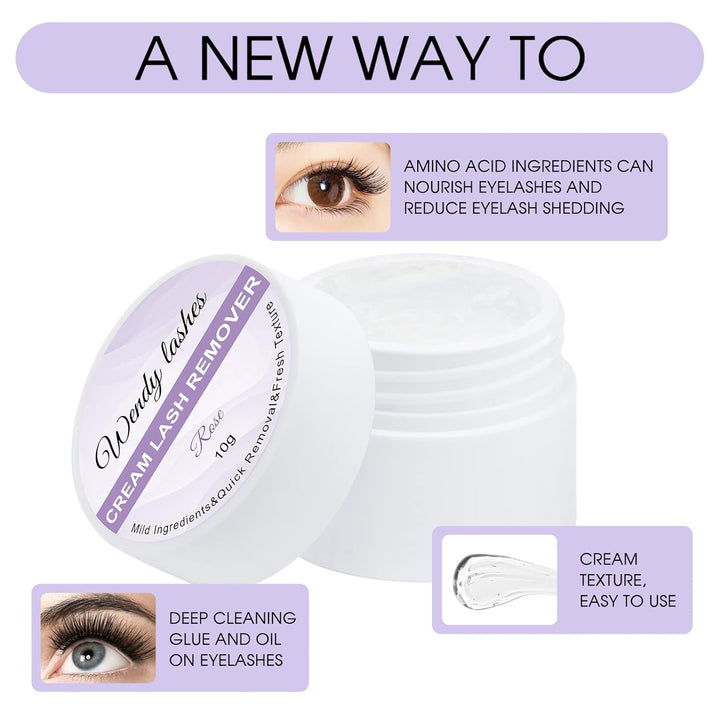 Lash Remover for Lash Extensions/Lash Clusters Cream Lash Glue Remover 10G Effectively| Low Irritation for Sensitive Skin Lash Extension Remover Easy Removal of Indicidual Lashes Glue Remover(Rose)