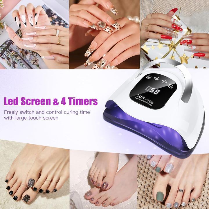 320W UV LED Nail Lamp, Nail Dryer for Gel Polish with 72Pcs Lamp Beads and Automatic Sensor/4 Timer Setting Professional Nail Art Tools