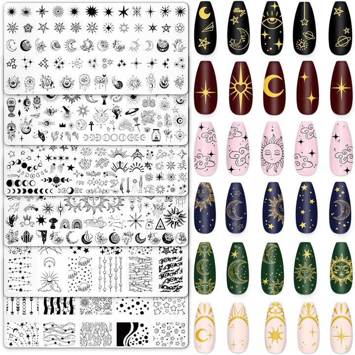 6Pcs All Holiday Nail Art Plates Valentines Stamptemplates Set Winter Christmas Fall Nail Plates Stamping for Xmas DIY Print Manicure Salon Design Gift