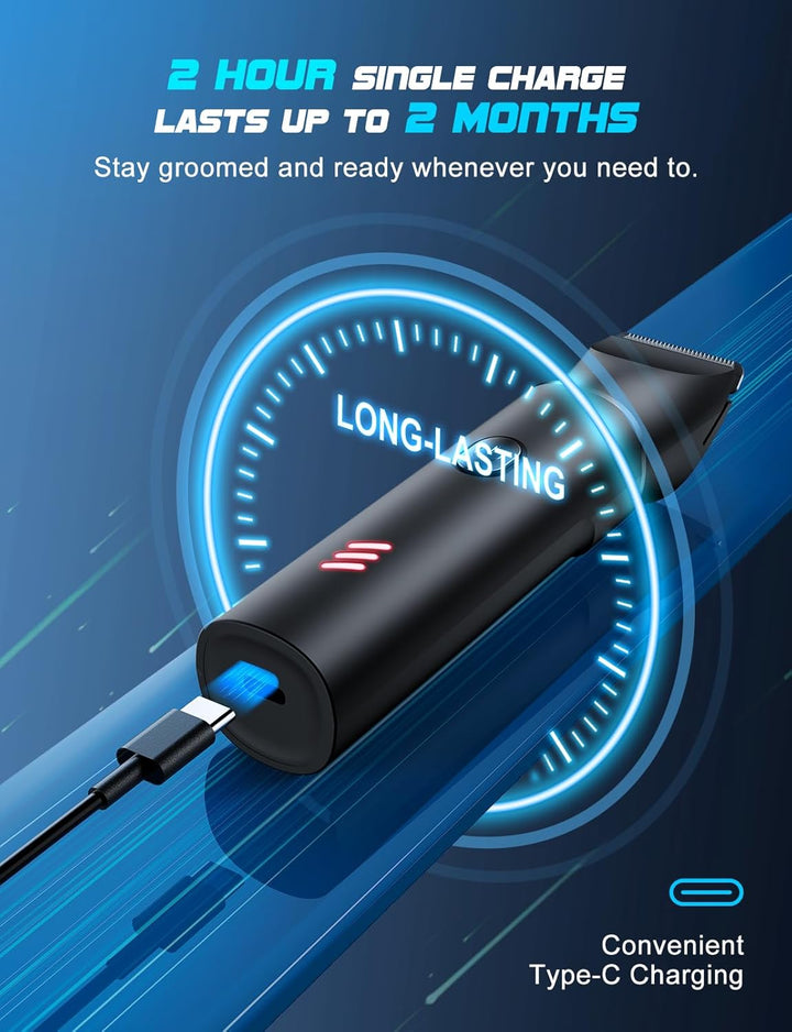 Body Hair Trimmer for Men: Manscape Electric Razor, Versatile Hair Trimmer for Groin, Beard, Nose/Ear Hair, Waterproof & USB-C Rechargeable,Travel Lock,Christmas Gifts for Men