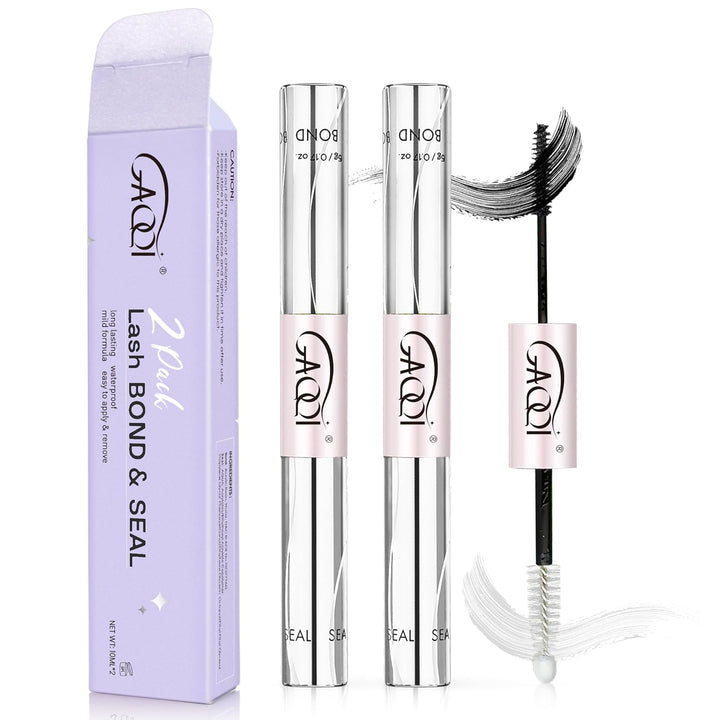 Lash Cluster Glue, Lash Bond and Seal Waterproof, Bond & Seal Eyelash Glue for Clusters, Eyelash Adhesive Black Long-Lasting 72H, Latex-Free（5Ml+5Ml）