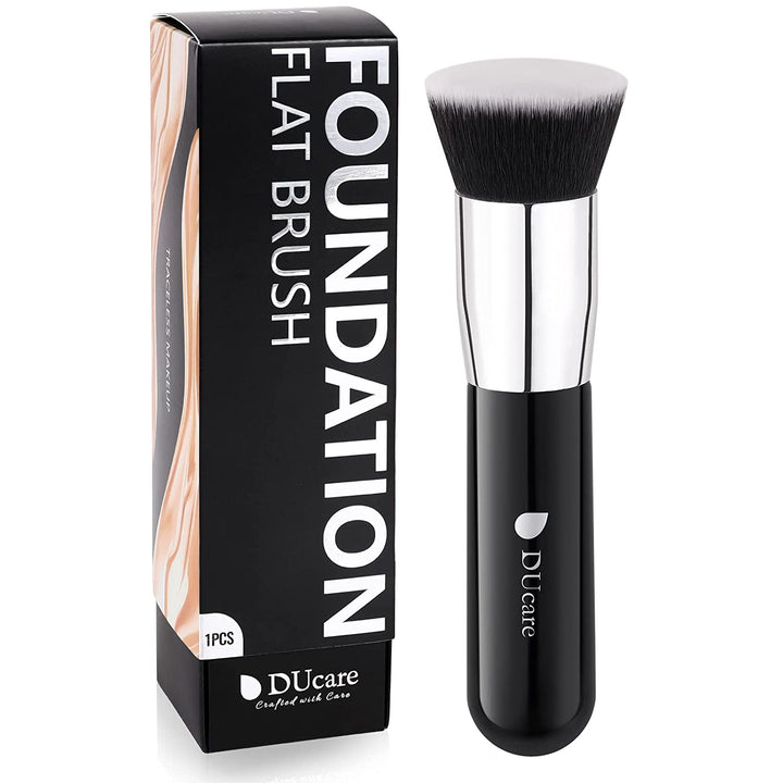 Foundation Brush,Flat Top Kabuki Brush Synthetic Professional Makeup Brush Liquid Blending Mineral Powder Buffing Stippling Makeup Tools, Rose Golden/White