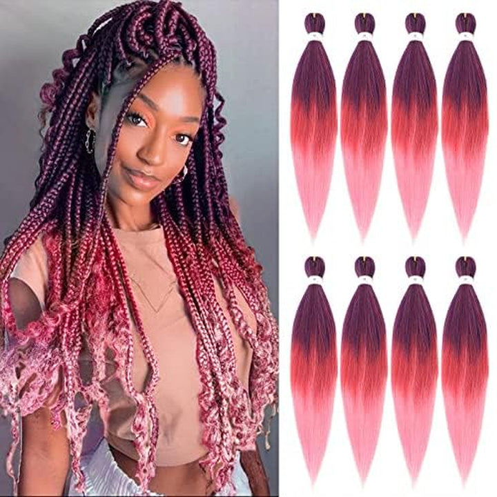 Long Purple Braiding Hair 30 Inch, Pre Stretched Synthetic Braiding Hair for Braids,2 Packs Purple Rumi Hair Extensions for Stage Party Halloween Costume Cosplay