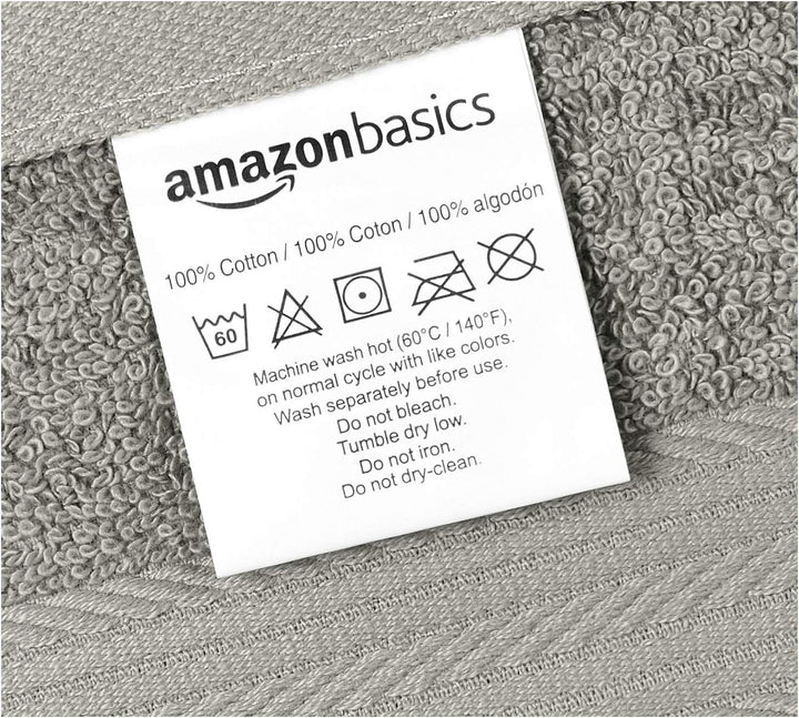 Cotton Washcloths for Bathroom, Soft and Highly Absorbent, 12 in X 12 In, Gray, 12-Pack