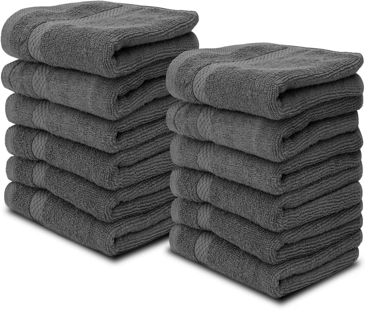 Luxury Cotton Washcloths 13X13 Inch - 650 GSM Turkish Cotton | Hotel, Spa, Bathroom Face Towel | 12 Pack