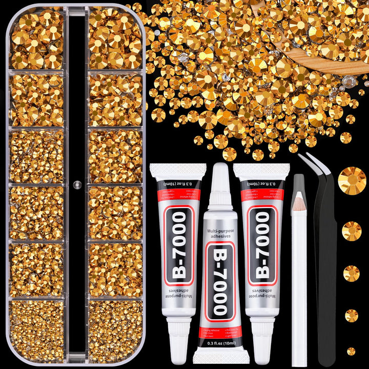 30000Pcs Resin Jelly Rhinestones for Bedazzling, Multicolor 3Mm Flatback Gems for Diamond Art, Bedazzler Kit with 3Pcs 10Ml B7000 Jewelry Glue for Nail Art Crafting Book Makeup