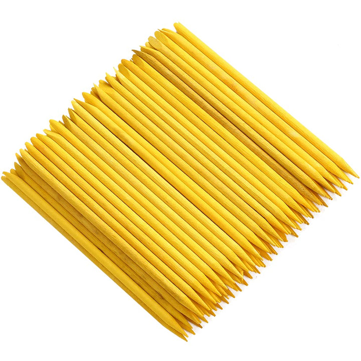 100 Pcs Orange Wood Nail Sticks Double Sided Multi Functional Cuticle Pusher Manicure Pedicure Tool for Manicure Pedicure