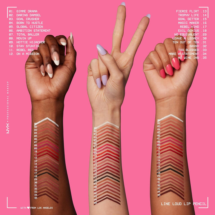 Line Loud Lip Liner, Longwear and Pigmented Lip Pencil with Jojoba Oil & Vitamin E - Rebel Kind (Chocolate Brown)