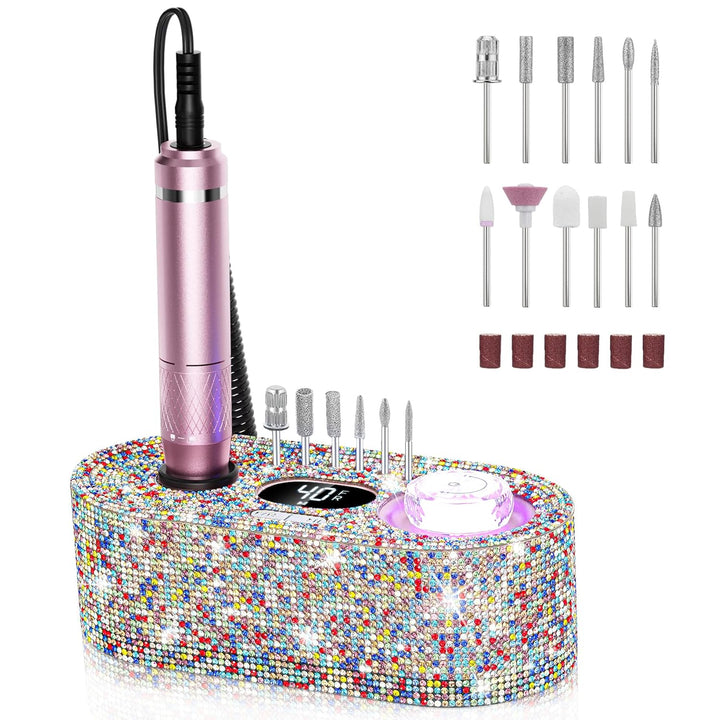40000RPM Electric Nail File Drill Professional Kit, Drill Machine with LCD Display, Manicure Pedicure Polishing Acrylic Gel Nail Grinder for Salon, Home Use
