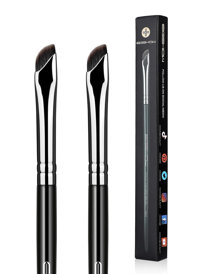 Eyeliner Brush,  Sickle Angled Gel Eyeliner Makeup Brush for Precise Eye Liner, Eyebrow, Eyelid with Ultra Thin Curved Vegan Bristles (E865)