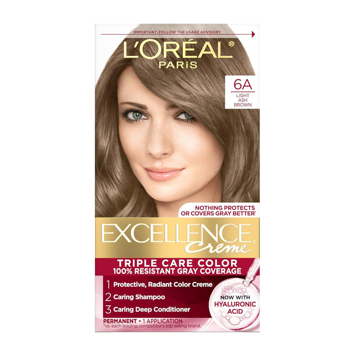Excellence Crème Permanent Hair Dye, Triple Care Hair Color with Pro-Keratine Complex for 100% Gray Hair Coverage, 4 Dark Brown, 1 Kit
