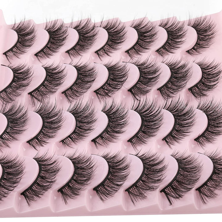 False Eyelashes 14Mm Faux 3D Mink Lashes Natural Look Cat Eye Wispy Lashes Pack by , 14 Pairs
