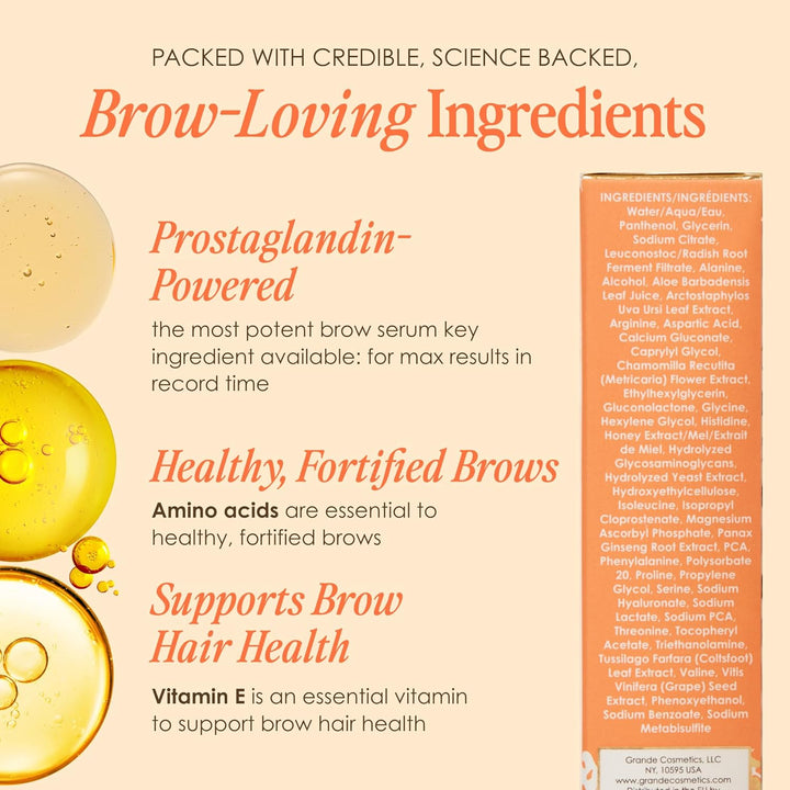 Grandebrow Brow Enhancing Serum for Fuller, Bolder, Looking Eyebrows - Brow Serum with Vitamins, Peptides, Antioxidants, Amino Acids, Cruelty-Free