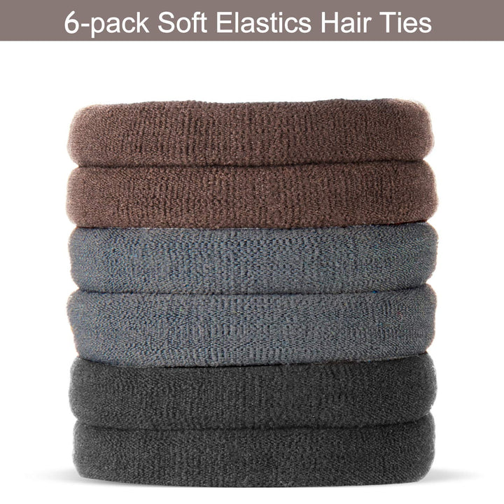 Hair Bun Maker Kit, Donut Bun Maker 4 Pieces (Large, Medium and Small), 6 Pieces Elastic Hair Ties, 20 Pieces Hair Bobby Pins, Brown