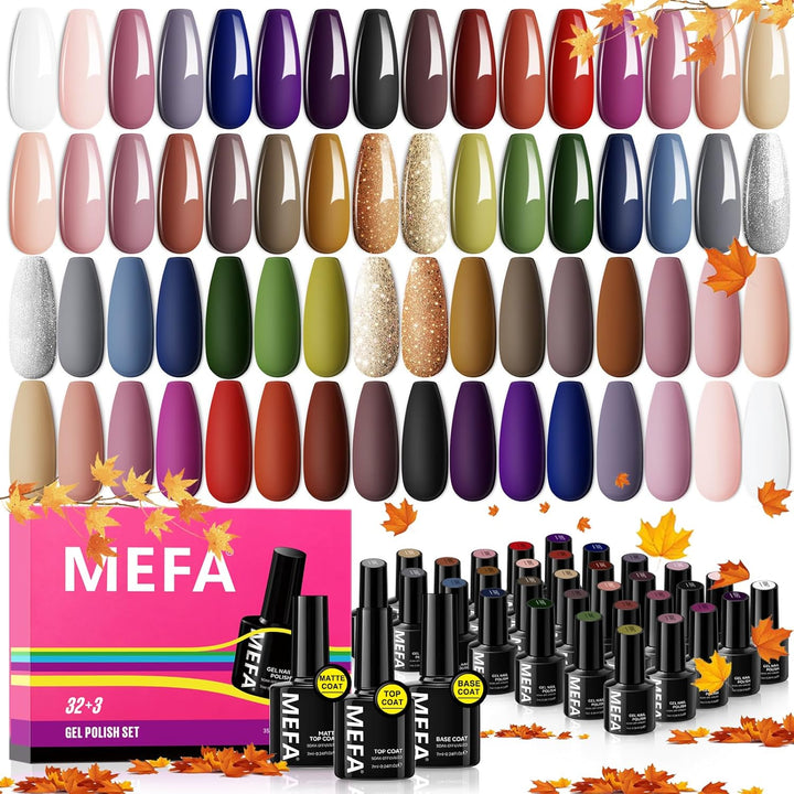 42 Colors Gel Nail Polish Kit with U V Light, 59 Pcs All Seasons Collection Colorful Gel Polish Essential Set with 5 Psc Matte/Glossy Base Top Coat, Salon Gifts for Women