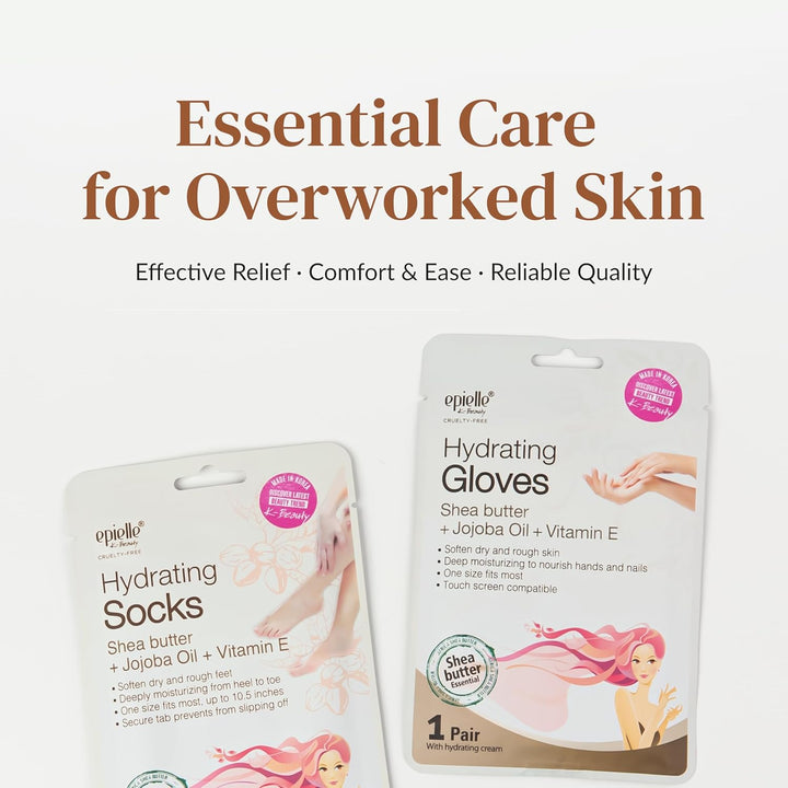 Hydrating Hand & Foot Masks 12 Pairs, Deep Moisturizing Socks & Gloves, Soften Dry Hands & Cracked Heels with Shea Butter & Jojoba Oil, Korean Skin Care, Foot Spa, Self Care Gifts for Women