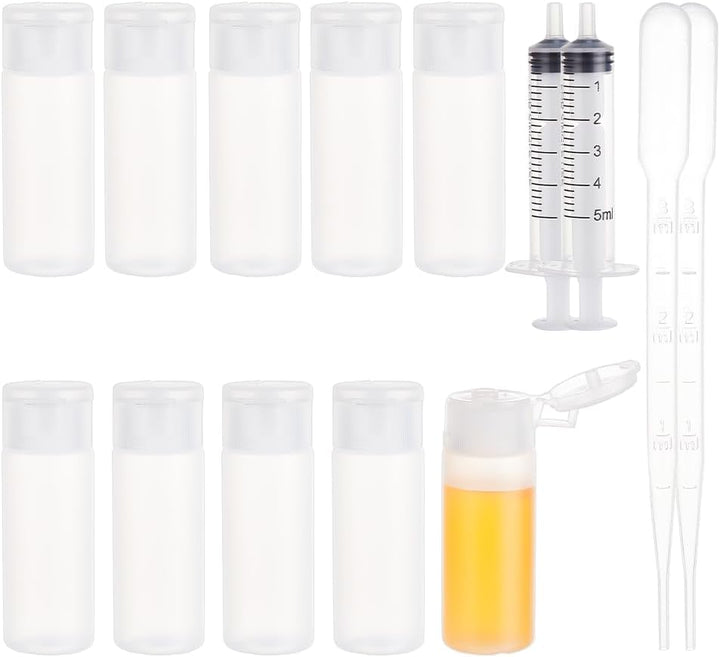 10 Pack 18Ml 0.6Oz Small Travel Squeeze Bottles Refillable Makeup Foundation Container Travel Essentials Sample Bottles for Toiletries, Shampoo Toner Cosmetic