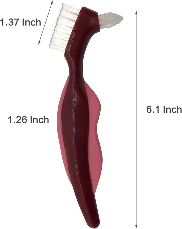 Premium Hard Denture Brush, Multi-Layered Bristles & Portable Double Sided Toothbrush for Denture Care (Pack of 2)