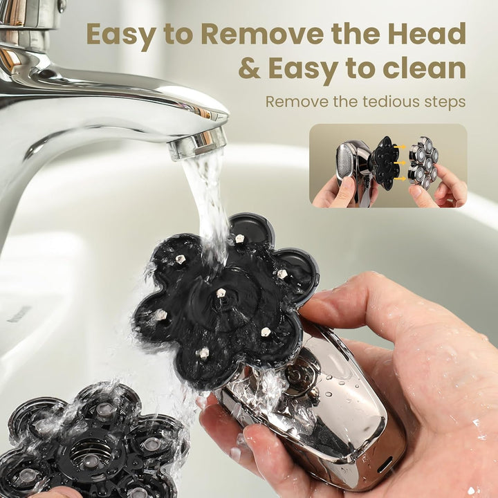 7D Head Shavers for Bald Men,  Detachable Head Shaver LED Display Dry Wet Bald Head Razor, IPX7 Waterproof Head Shavers with Type-C Charge