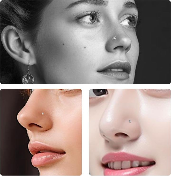 Disposable Nose Piercing Kits, at Home Nose Piercing Kit, Nose Piercing Kit with Nose Rings, Nose Ring Gun 8 Nose Studs and Rings Are Included