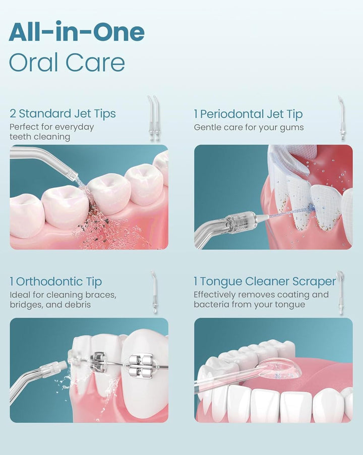 Water Dental Flosser, 300ML Portable Oral Irrigator for Teeth, 4 Modes and 5 Jet Tips,Rechargeable Irrigation Cleaner,Electric Flossing Machine Power Flossers & Irrigator Accessories Black