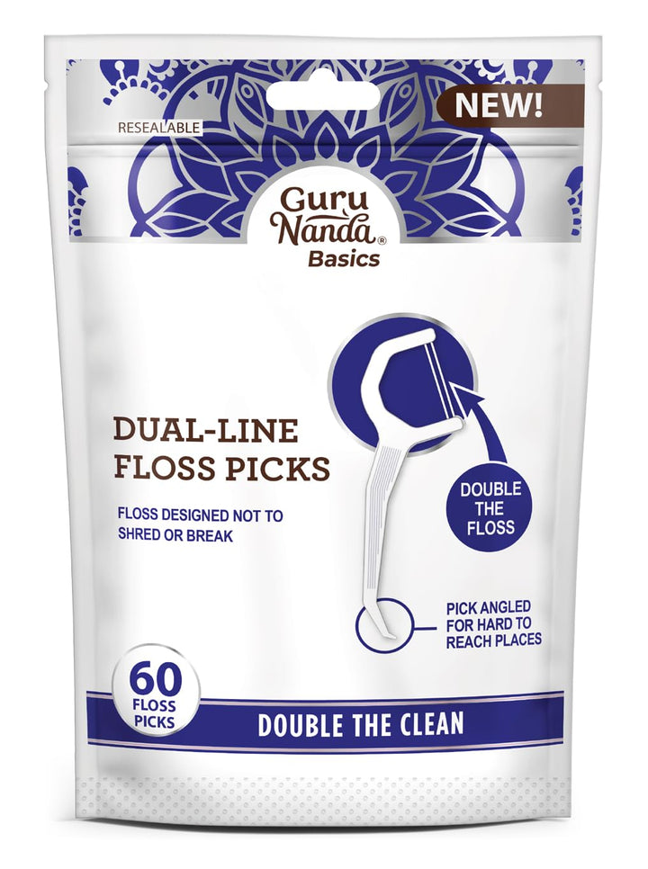 Dual Slickers Floss Picks - Double Threaded Dyneema Dental Floss with Foldable Toothpick for Effective Plaque Removal - Unflavored- 150 Ct